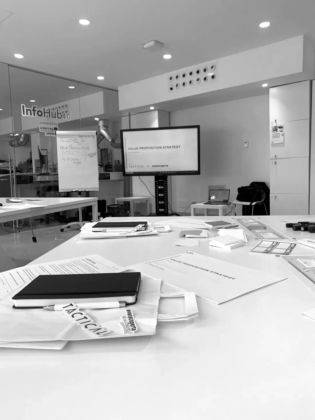 A Value Proposition session with Tactical materials on the table